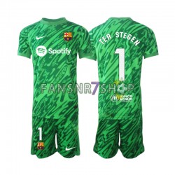 FC Barcelona fußball trikot Ter Stegen 1 Torhüter Kinder Heim Grün 2024-2025 Kurzarm