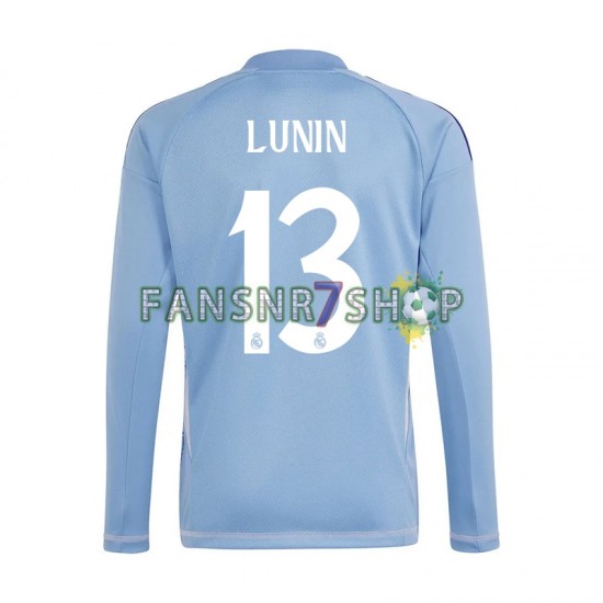 Real Madrid fußball trikot Andriy Lunin 13 Torhüter Herren Heim Blau 2024-2025 Langarm