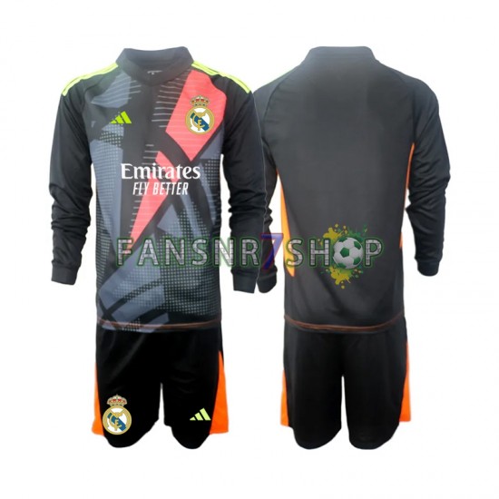 Real Madrid fußball trikot Torhüter Kinder Auswärts Schwarz 2024-2025 Langarm
