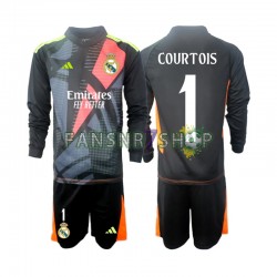 Real Madrid fußball trikot Thibaut Courtois 1 Torhüter Kinder Auswärts Schwarz 2024-2025 Langarm