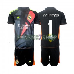 Real Madrid fußball trikot Thibaut Courtois 1 Torhüter Kinder Auswärts Schwarz 2024-2025 Kurzarm