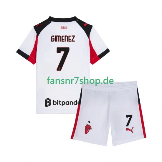 AC Mailand fußball trikot Santiago Gimenez 7 Kinder Auswärts 2025-2026 Kurzarm