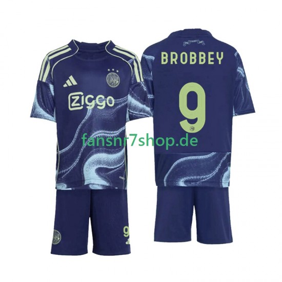 Ajax Amsterdam fußball trikot Brian Brobbey 9 Kinder Auswärts 2025-2026 Kurzarm