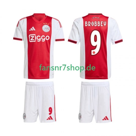 Ajax Amsterdam fußball trikot Brian Brobbey 9 Kinder Heim 2025-2026 Kurzarm
