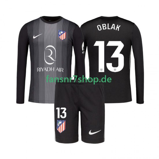 Atlético Madrid fußball trikot Jan Oblak 13 Torhüter Kinder Auswärts 2025-2026 Langarm