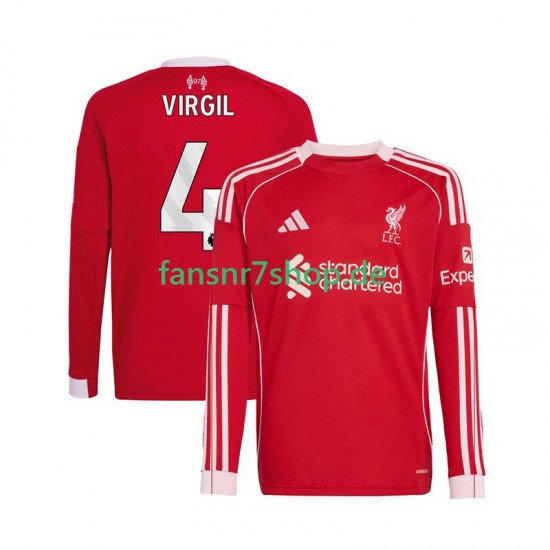 Liverpool fußball trikot Virgil van Dijk 4 Herren Heim 2025-2026 Langarm