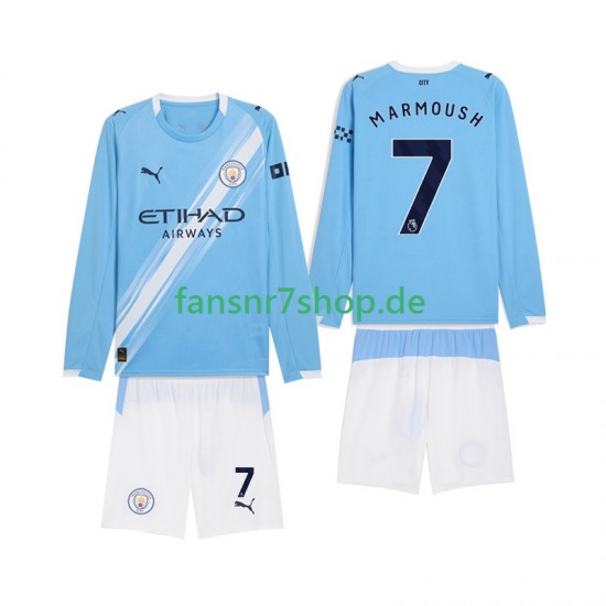 Manchester City fußball trikot Omar Marmoush 7 Kinder Heim 2025-2026 Langarm