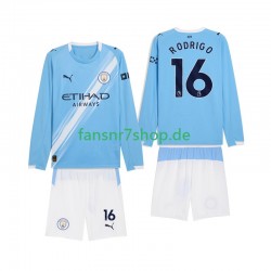 Manchester City fußball trikot Rodrigo Hernandez 16 Kinder Heim 2025-2026 Langarm