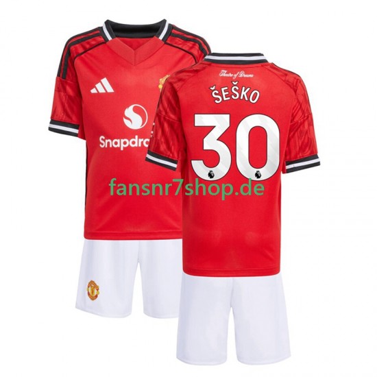 Manchester United fußball trikot Benjamin Sesko 30 Kinder Heim 2025-2026 Kurzarm