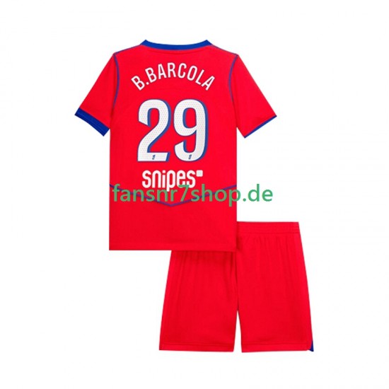 Paris Saint-Germain fußball trikot Bradley Barcola 29 Kinder Ausweich 2025-2026 Kurzarm