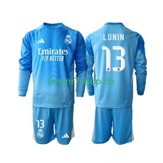 Real Madrid fußball trikot Andriy Lunin 13 Torhüter Kinder Heim 2025-2026 Langarm
