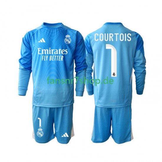 Real Madrid fußball trikot Thibaut Courtois 1 Kinder Heim 2025-2026 Langarm