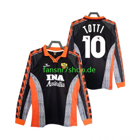 AS Rom fußball trikot Totti 10 1998 Herren Ausweich Retro 1999 Langarm
