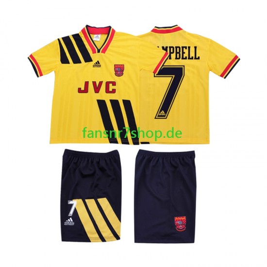 Arsenal fußball trikot CAMPBELL 7 1993 Kinder Auswärts Retro 1994 Kurzarm