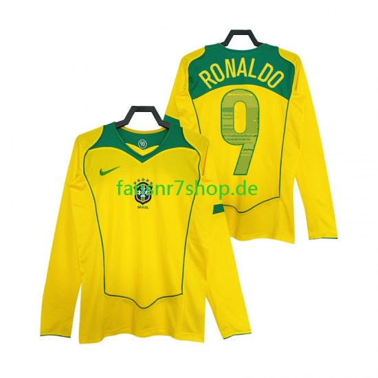 Brasilien fußball trikot RONALDO 9 Herren Heim Retro 2004 Langarm Brasilien fußball trikot RONALDO 9 Herren Heim Retro 2004 Langarm