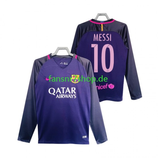 FC Barcelona fußball trikot Lionel Messi 10 2016 2017 Herren Auswärts Retro Langarm