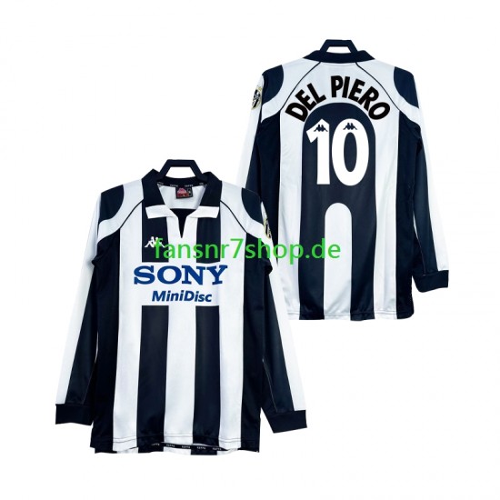 Juventus Turin fußball trikot DEL PIERO 10 1997 1998 Herren Heim Retro Langarm