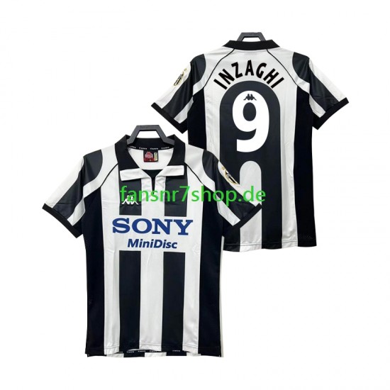 Juventus Turin fußball trikot INZAGHI 9 1997 1998 Herren Heim Retro Kurzarm