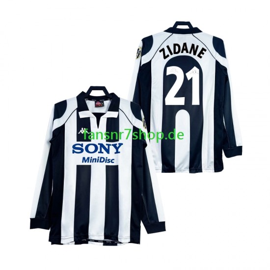 Juventus Turin fußball trikot ZIDANE 21 1997 1998 Herren Heim Retro Langarm