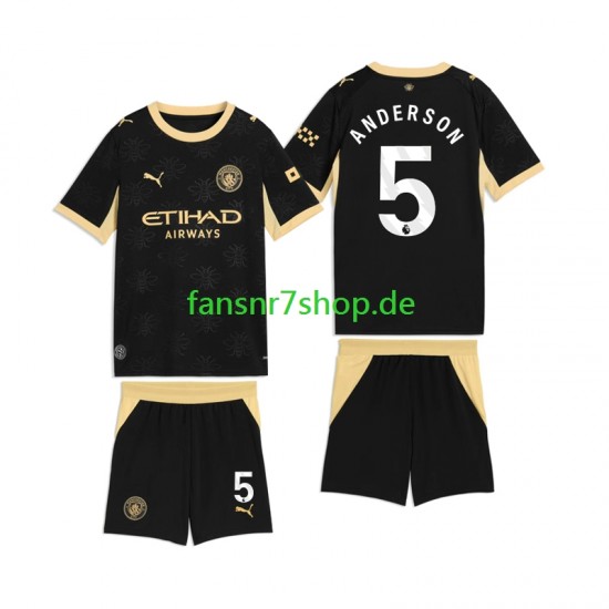 Manchester City fußball trikot Elliot Anderson 5 Kinder Auswärts 2026-2027 Kurzarm