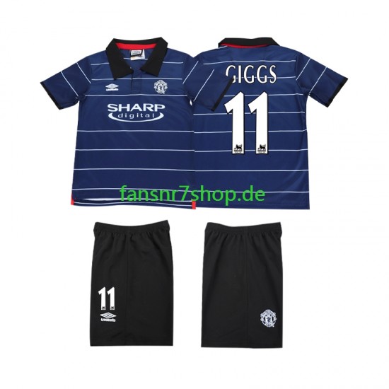 Manchester United fußball trikot GIGGS 11 2000 Kinder Auswärts Retro 1999 Kurzarm