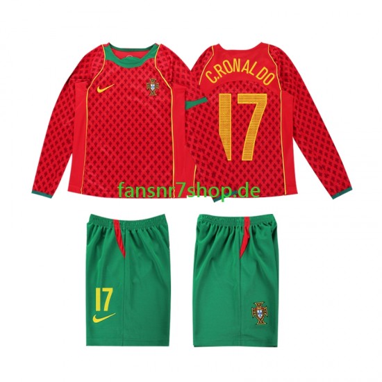 Portugal fußball trikot Cristiano Ronaldo 17 Kinder Heim Retro 2004 Langarm