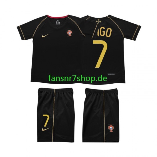 Portugal fußball trikot FIGO 7 Kinder Auswärts Retro 2006 Kurzarm