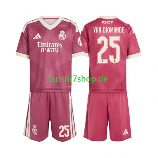 Real Madrid fußball trikot Yan Diomande 25 Kinder Ausweich 2026-2027 Kurzarm