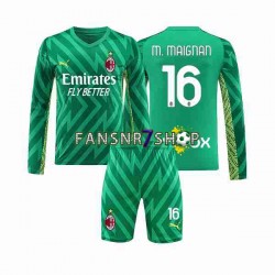 AC Mailand fußball trikot Mike Maignan 16 Torhüter Kinder Heim 2023-2024 Langarm AC Mailand fußball trikot Mike Maignan 16 Torhüter Kinder Heim 2023-2024 Langarm
