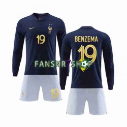Frankreich fußball trikot WM 2022 Benzema 19 Kinder Heim Langarm Frankreich fußball trikot WM 2022 Benzema 19 Kinder Heim Langarm