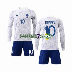 Frankreich fußball trikot WM 2022 Mbappé 10 Kinder Auswärts Langarm