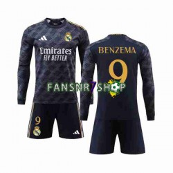 Real Madrid fußball trikot Benzema 9 Kinder Auswärts 2023-2024 Langarm