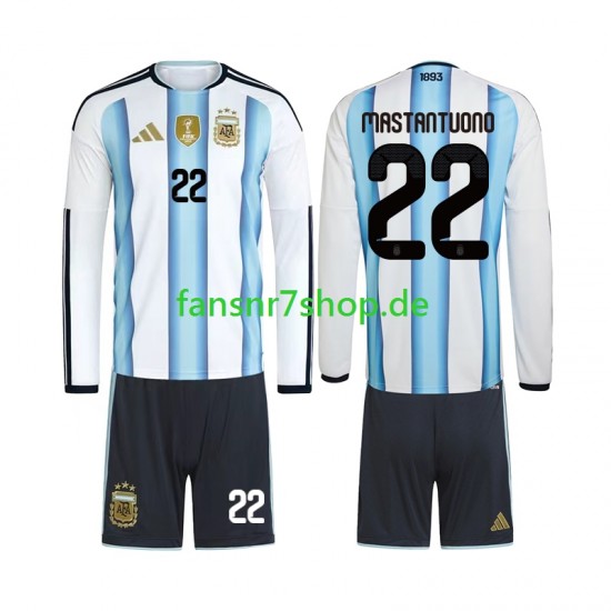 Argentinien fußball trikot WM 2026 Franco Mastantuono 22 Kinder Heim Langarm