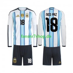 Argentinien fußball trikot WM 2026 Nico Paz 18 Kinder Heim Langarm