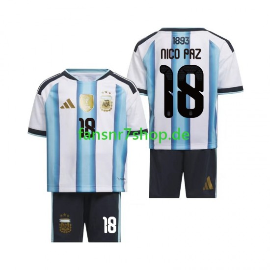 Argentinien fußball trikot WM 2026 Nico Paz 18 Kinder Heim Kurzarm