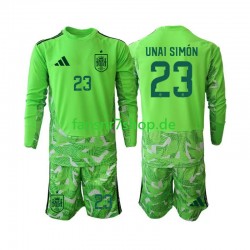 Spanien fußball trikot WM 2026 Unai Simon 23 6th Green color Torhüter Kinder Langarm