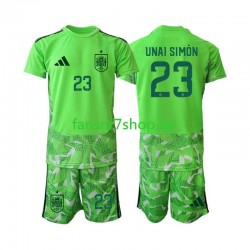 Spanien fußball trikot WM 2026 Unai Simon 23 6th Green color Torhüter Kinder Kurzarm