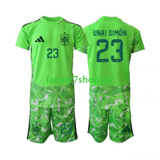 Spanien fußball trikot WM 2026 Unai Simon 23 6th Green color Torhüter Kinder Kurzarm