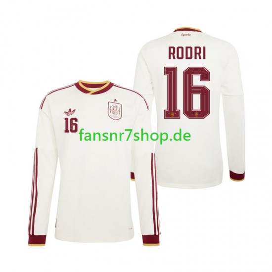 Spanien fußball trikot WM 2026 Rodri 16 Herren Auswärts Langarm