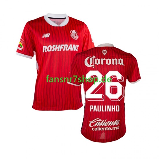 fußball trikot Deportivo Toluca Paulinho 26 Herren Heim 2024-2025 Kurzarm
