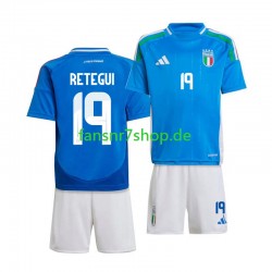 Italien fußball trikot Mateo Retegui 19 Kinder Heim 2024 Kurzarm