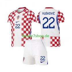 Kroatien fußball trikot WM 2026 Luka Vuskovic 22 Kinder Heim Kurzarm