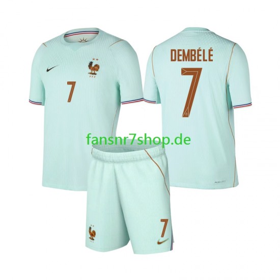 Frankreich fußball trikot WM 2026 Ousmane Dembele 7 Kinder Auswärts Kurzarm