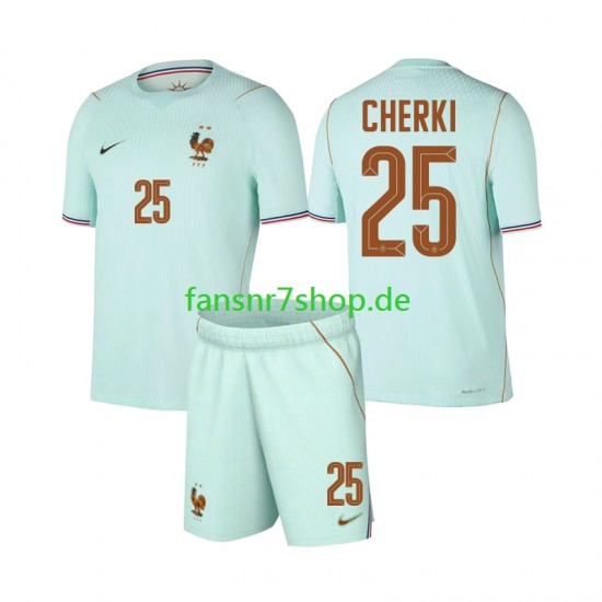 Frankreich fußball trikot WM 2026 Rayan Cherki 25 Kinder Auswärts Kurzarm