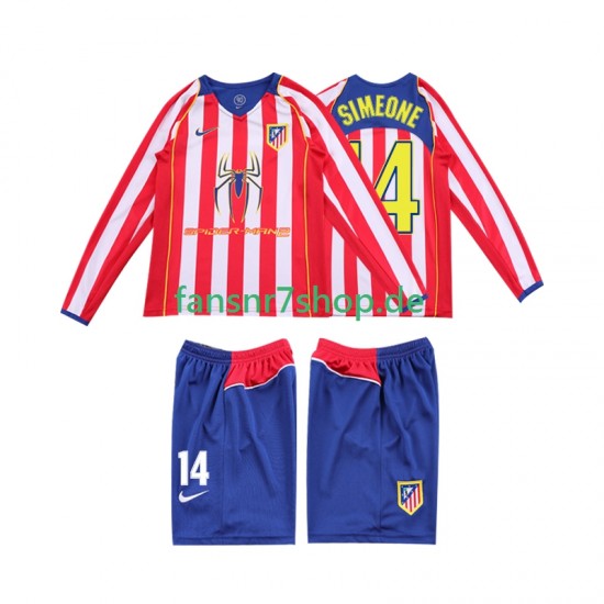 Atlético Madrid fußball trikot SIMEONE 14 2005 Kinder Heim Retro 2004 Langarm