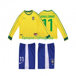 Brasilien fußball trikot RONALDINHO 11 1998 Kinder Heim Retro Langarm Brasilien fußball trikot RONALDINHO 11 1998 Kinder Heim Retro Langarm
