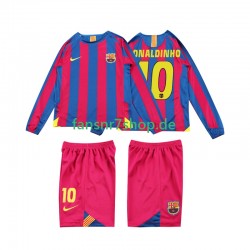 FC Barcelona fußball trikot RONALDINHO 10 2005 Kinder Heim Retro 2006 Langarm