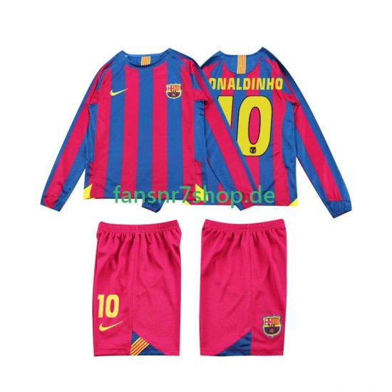 FC Barcelona fußball trikot RONALDINHO 10 2005 Kinder Heim Retro 2006 Langarm