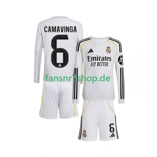 Real Madrid fußball trikot Camavinga 6 Kinder Heim 2025-2026 Langarm