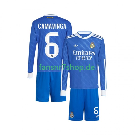 Real Madrid fußball trikot Camavinga 6 Kinder Ausweich 2025-2026 Langarm Real Madrid fußball trikot Camavinga 6 Kinder Ausweich 2025-2026 Langarm